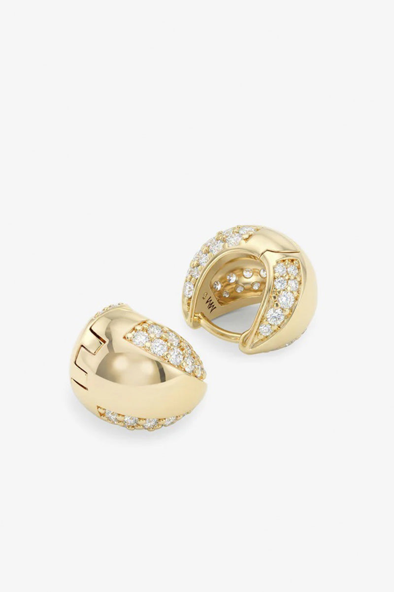 Lil Norah mixed pave earrings in gold white side view