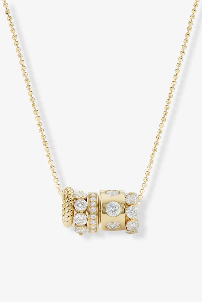 Ashley Venice necklce in gold white crystal closeup view