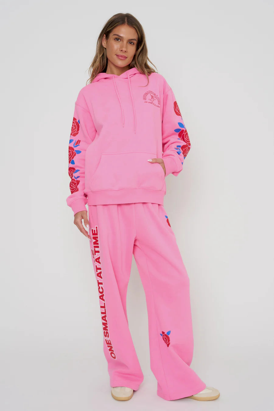 BE KIND CLASSIC HOODIE IN PINK FRONT VIEW