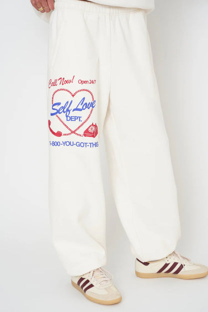 Self love club oversized sweatpant right leg view