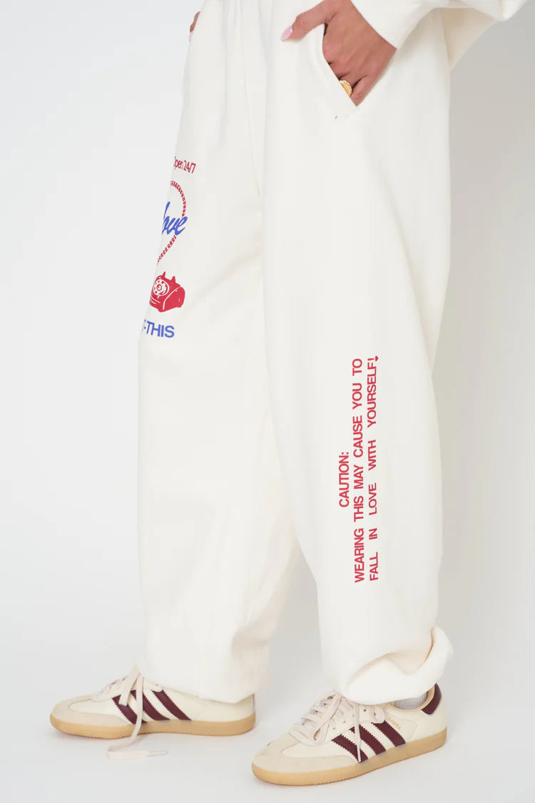 Self love club oversized sweatpant left leg view