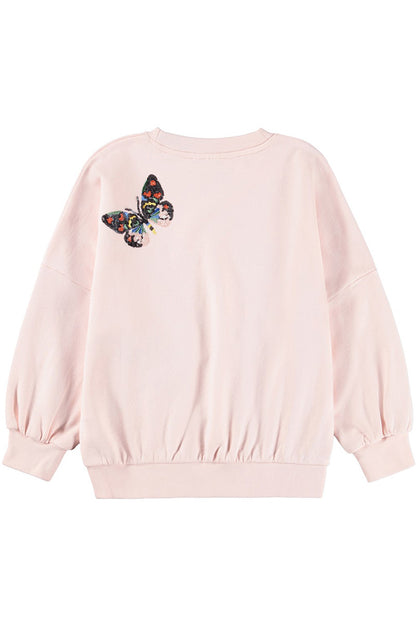 Marika sweatshirt in cloud pink with butterflies back view