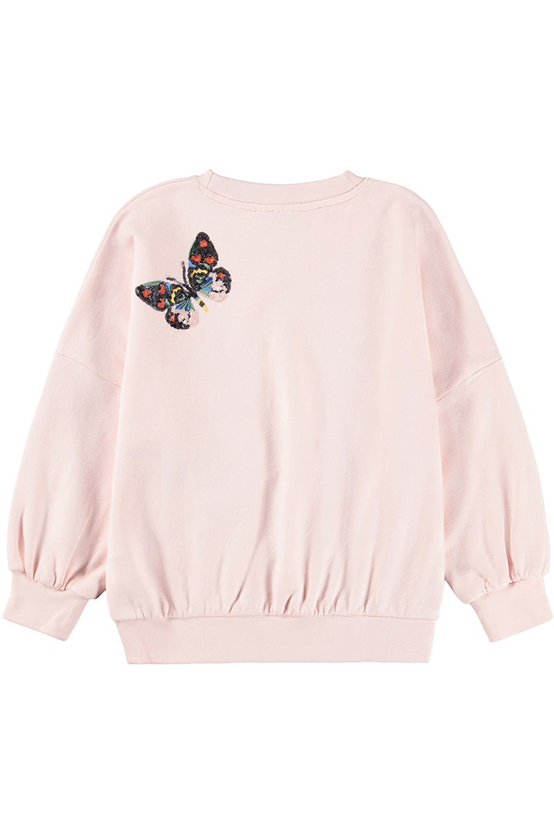 Marika sweatshirt in cloud pink with butterflies back view