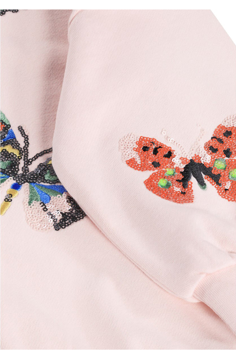 Marika sweatshirt in cloud pink with butterflies detail view