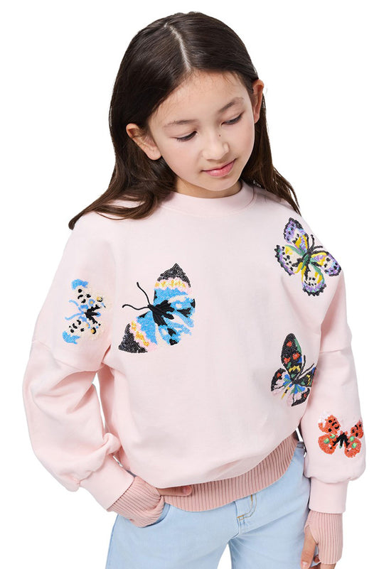 Marika sweatshirt in cloud pink with butterflies style view