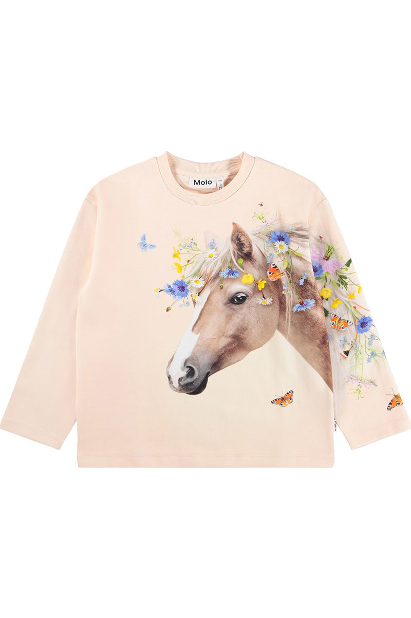 Mountoo sweatshirt meadow horse beige front view