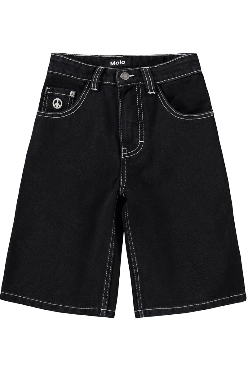 Alpha denim short in washed black front view