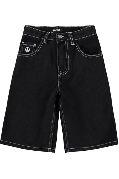 Alpha denim short in washed black front view