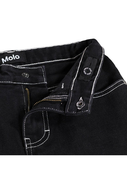 Alpha denim short in washed black detail view