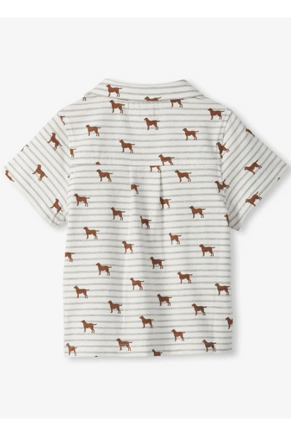 Jersey button down in little pups back view