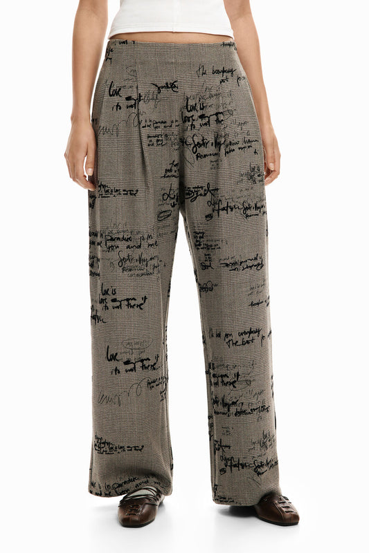 Plaid lettering trouser in gris medio front view