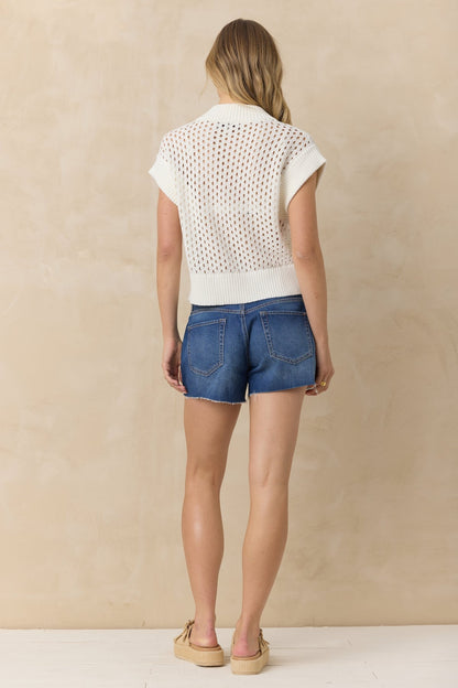 KNIT SHORTSLEEVE QUARTER ZIP SWEATER (+colors)