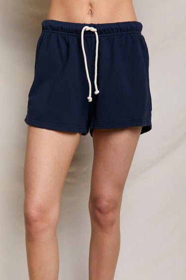 Navy Layla French Terry Sweat Shorts Front