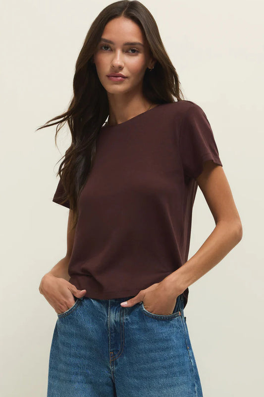 TOURIST TEE IN CHOCOLATE CHERRY FRONT VIEW