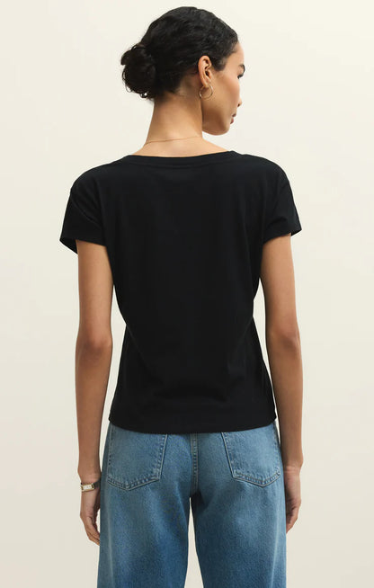 MODERN V-NECK TEE IN BLACK BACK VIEW
