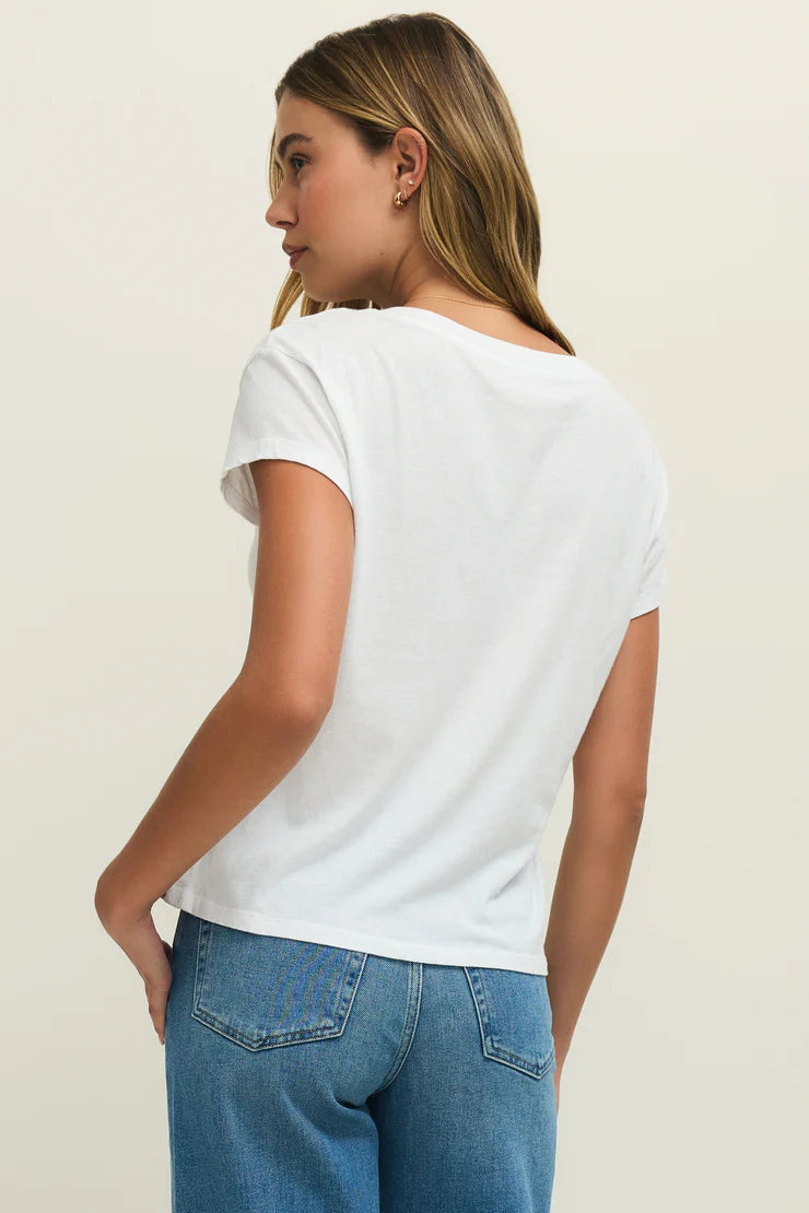 MODERN V-NECK TEE IN WHITE BACK VIEW