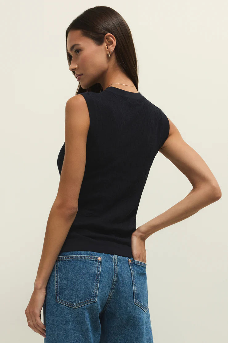 TIBI MESH TANK IN BLACK BACK VIEW