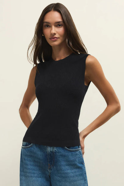 TIBI MESH TANK IN BLACK FRONT VIEW