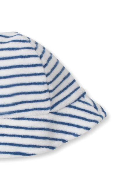 STRIPE TERRY SUNHAT IN WHALE BLUE DETAIL VIEW