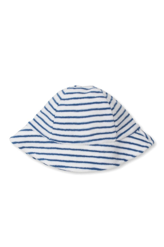 STRIPE TERRY SUNHAT IN WHALE BLUE FRONT VIEW