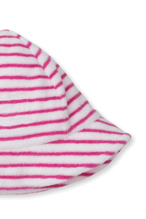STRIPE TERRY SUNHAT IN WHALE PINK DETAIL VIEW
