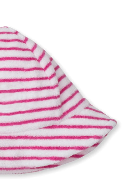 STRIPE TERRY SUNHAT IN WHALE PINK DETAIL VIEW