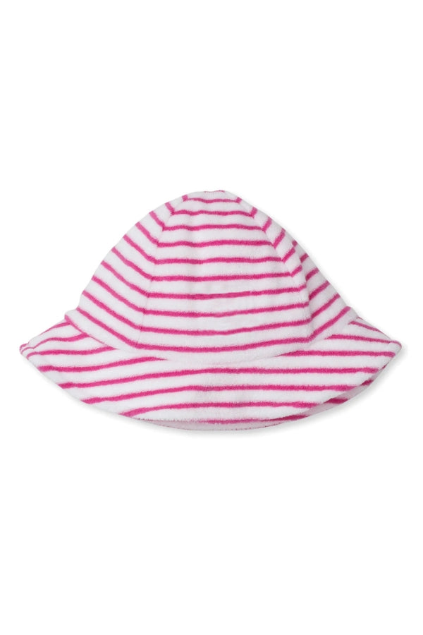STRIPE TERRY SUNHAT IN WHALE PINK FRONT VIEW