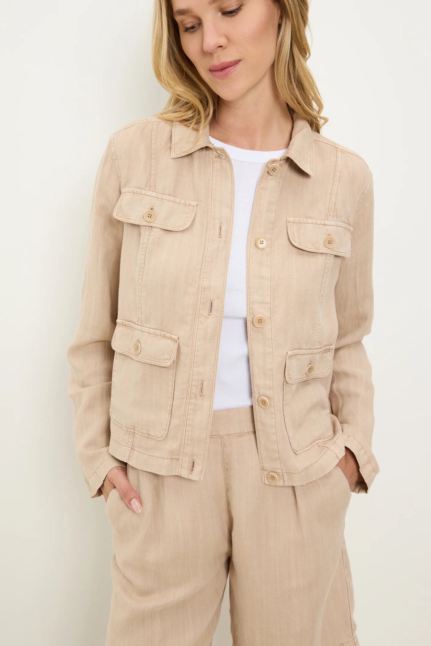 NASH LADY LIKE JACKET IN MACADAMIA FRONT VIEW