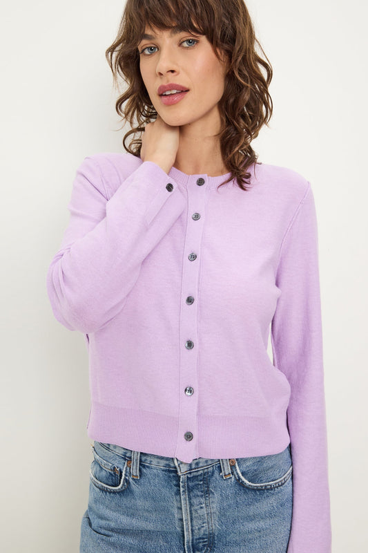 FLYNN LONG SLEEVE CARDIGAN IN WHIMSY FRONT VIEW