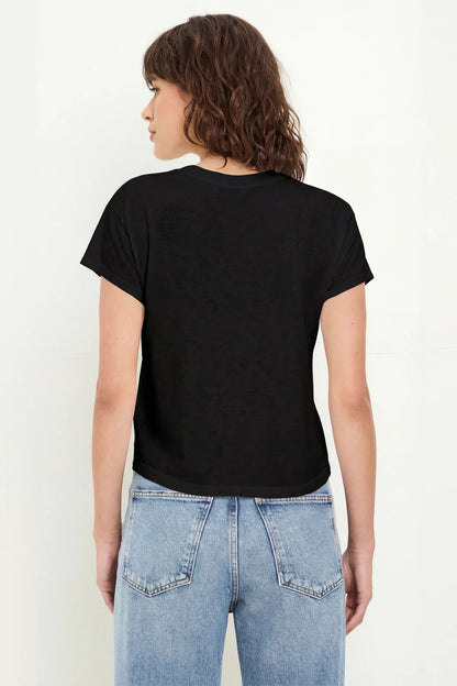 GRAYSON CROPPED CREW NECK IN BLACK BACK VIEW