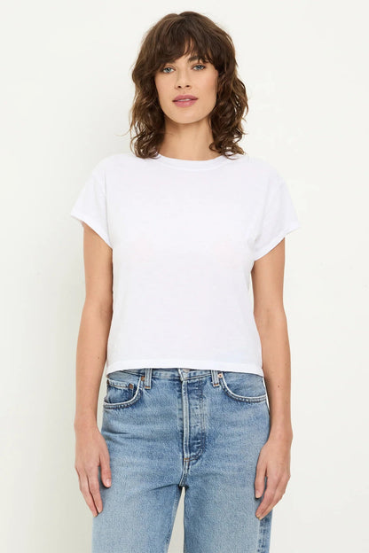 GRAYSON CROPPED CREW NECK IN WHITE FRONT VIEW