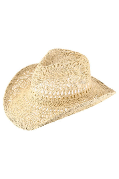 CLASSIC STRAW COWBOY HAT IN BEIGE FRONT VIEW