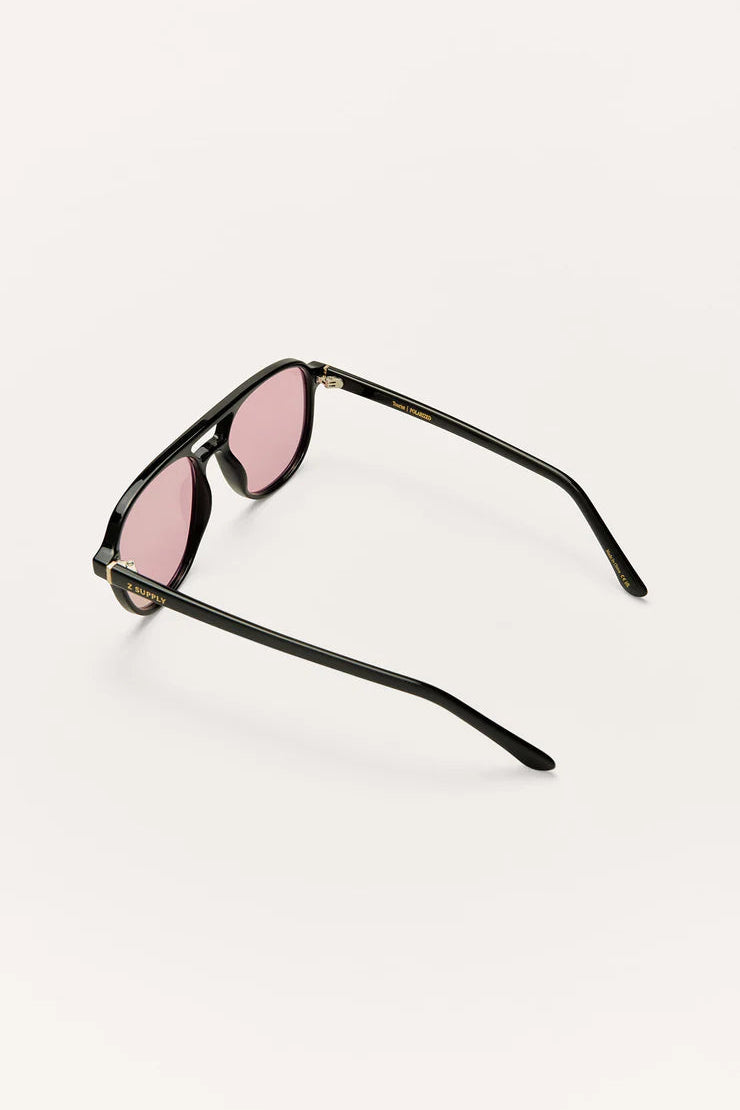 TOURIST SUNGLASSES IN POLISHED BLACK/PINK POLARIZED BACK VIEW
