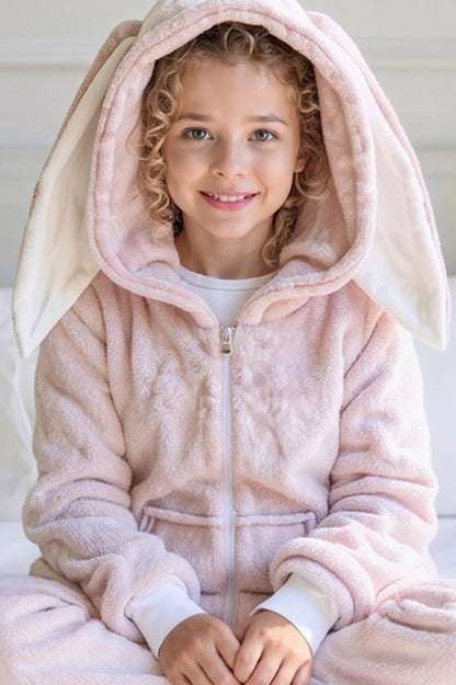 Sweatsuit bunny set in pink front view