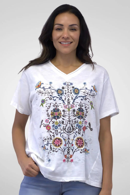 Skye tee in white front view