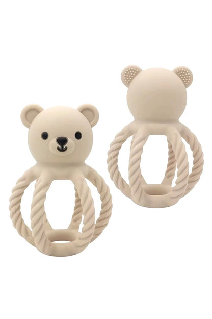 All silicone teddy rattle in beige