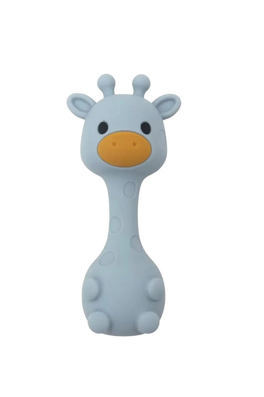 All silcone giraffe rattle in baby blue