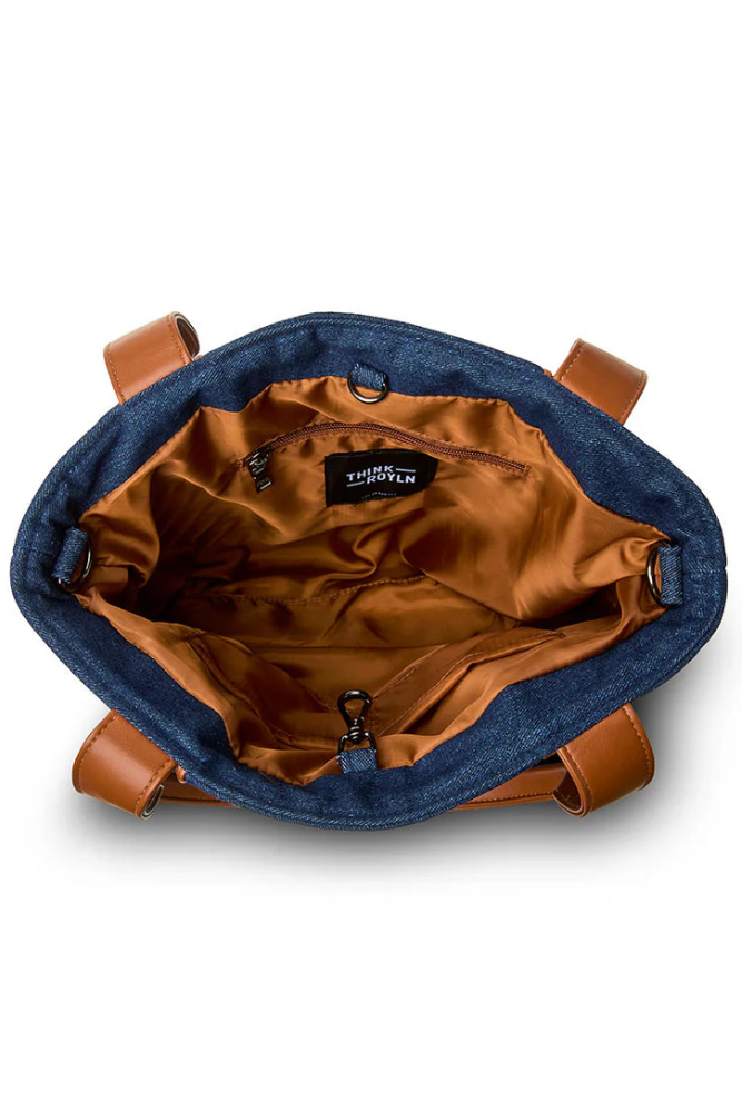 High note tote in dark denim inside view