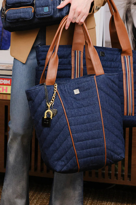 High note tote in dark denim style view
