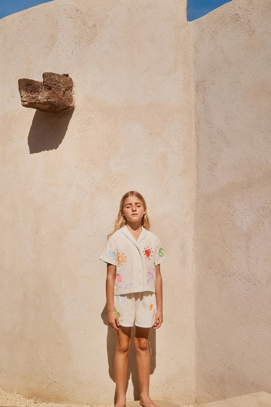 Rosalle shirt in white cap style view