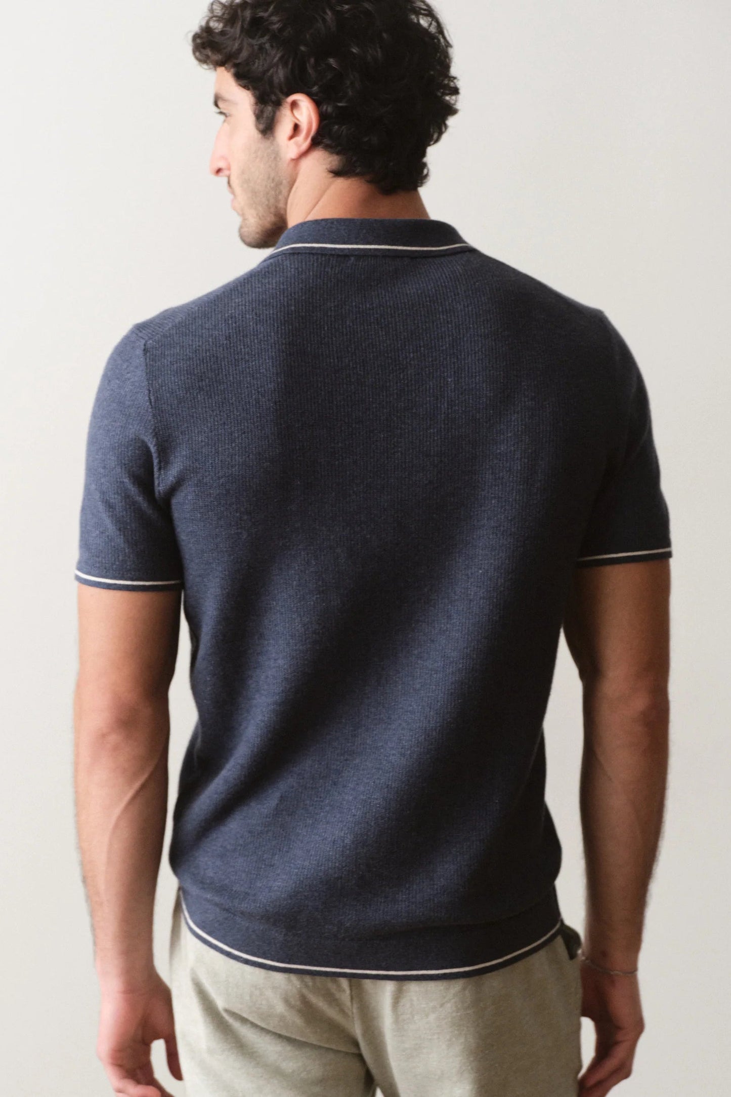 LIAM SWEATER POLO IN DARK INDIGO BACK VIEW