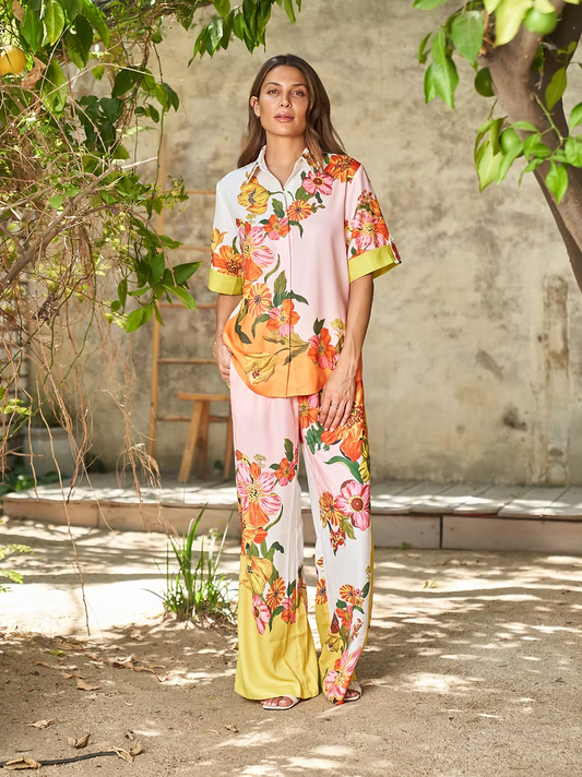 PANSY WIDE LEG PULL ON PANT IN PANSY FRONT VIEW