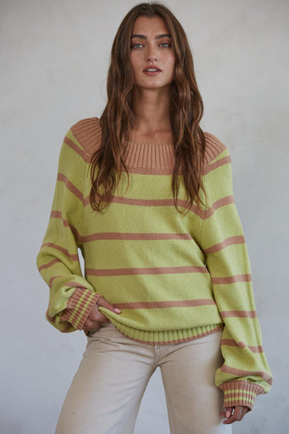 ONE DAY MORE PULLOVER IN LIME MOCHA FRONT VIEW