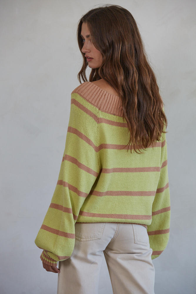 ONE DAY MORE PULLOVER IN LIME MOCHA BACK VIEW