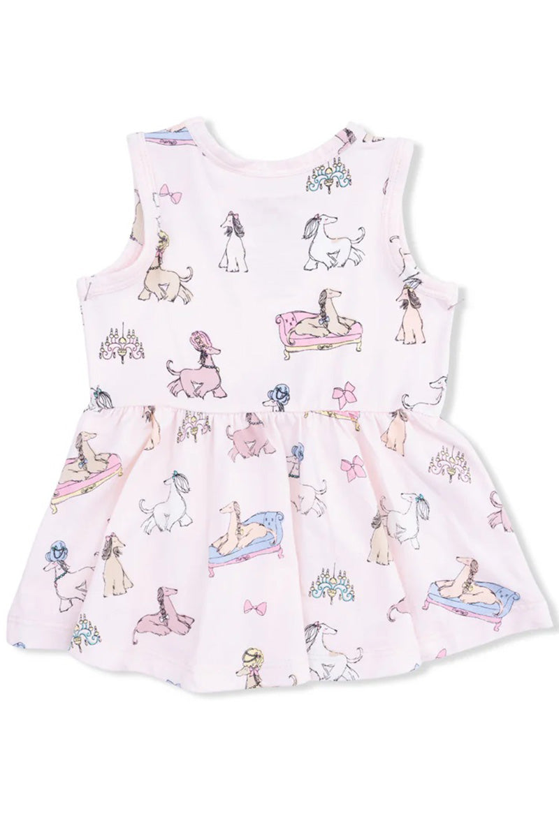 Peplum tank top and bike shorts in fancy hounds and bows back view