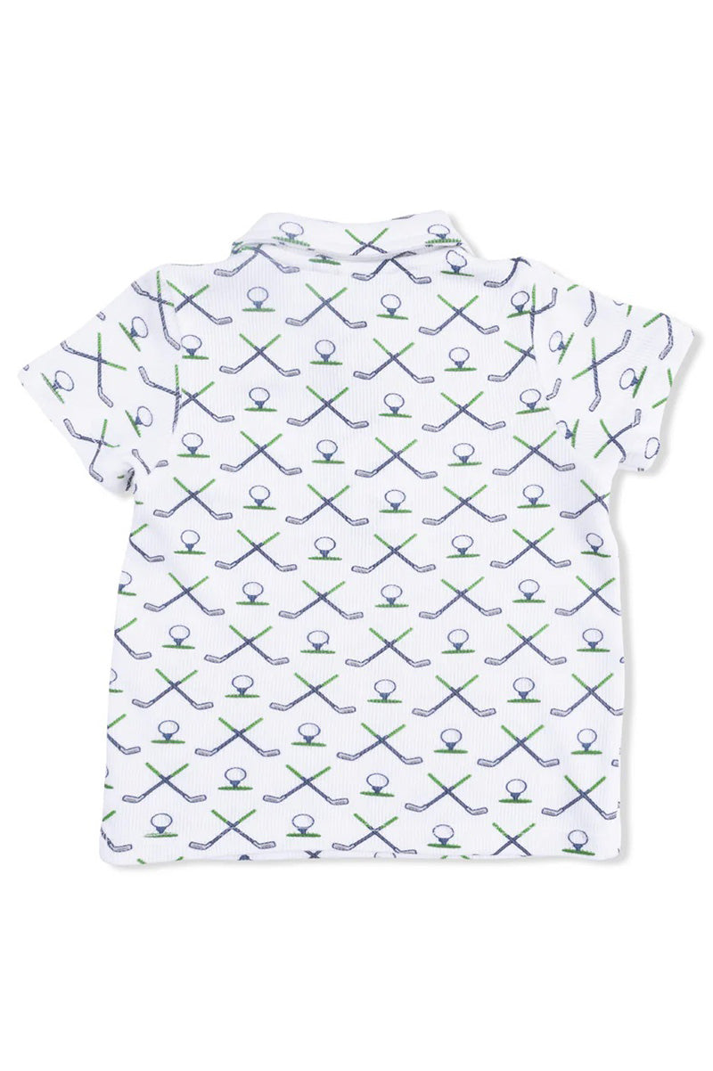 Polo with everyday short in simple golf white back view