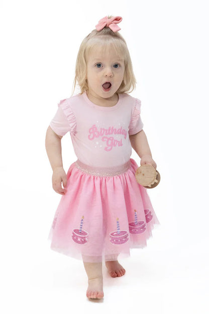 Tutu skirt w/bike shorts in birthday pink style view