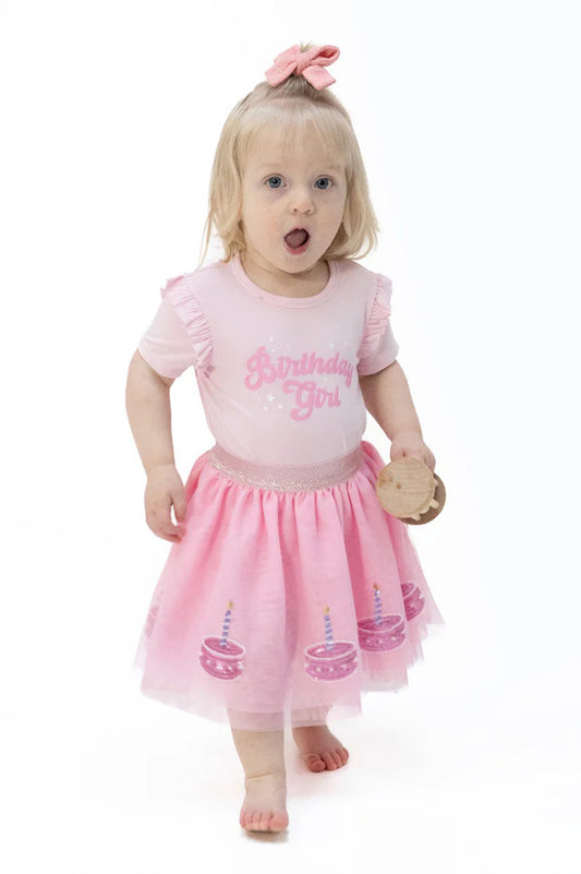 Tutu skirt w/bike shorts in birthday pink style view