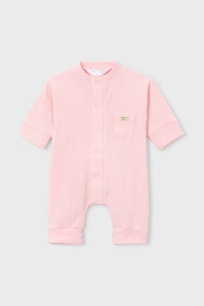 LONG ONESIE senza piedini, BABY ROSE, frontale con bottoni e tasca sul petto
