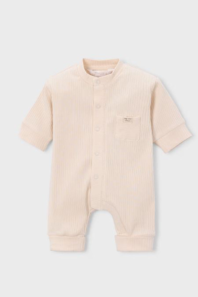 LONG ONESIE senza piedini, colore BABY ROSE, maniche corte, bottoni e tasca